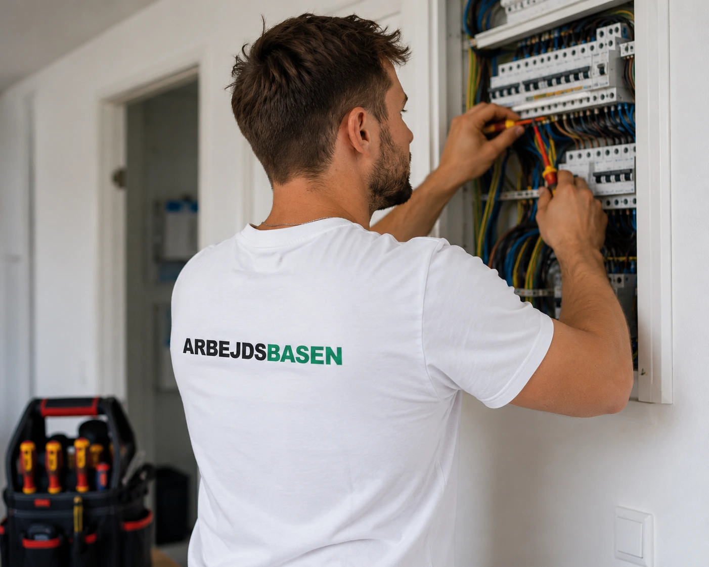 Elektriker udfører en opgave gennem Arbejdsbasen